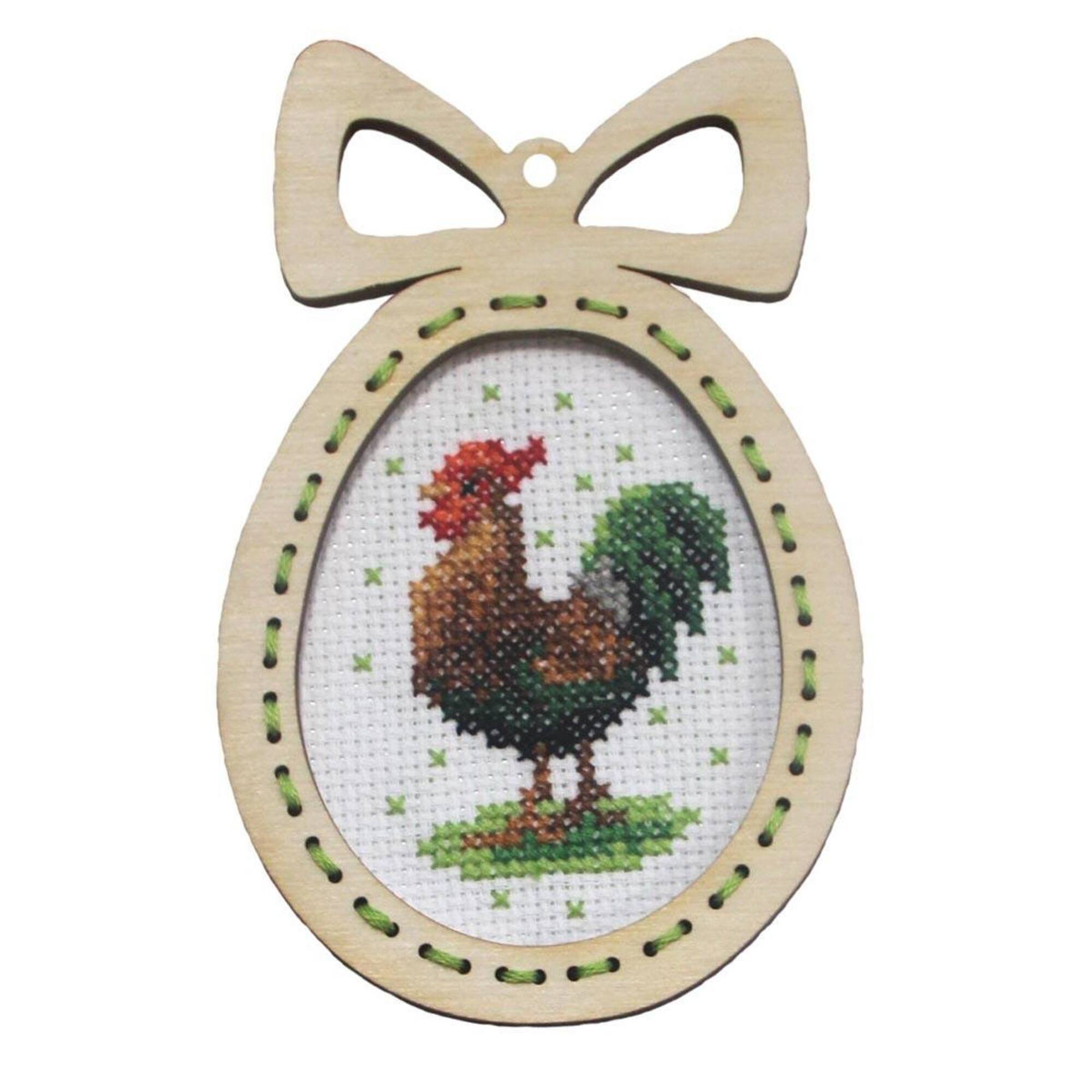 Orchidea Easter Egg Rooster Counted Cross Stitch Plywood Frame Craft Kit